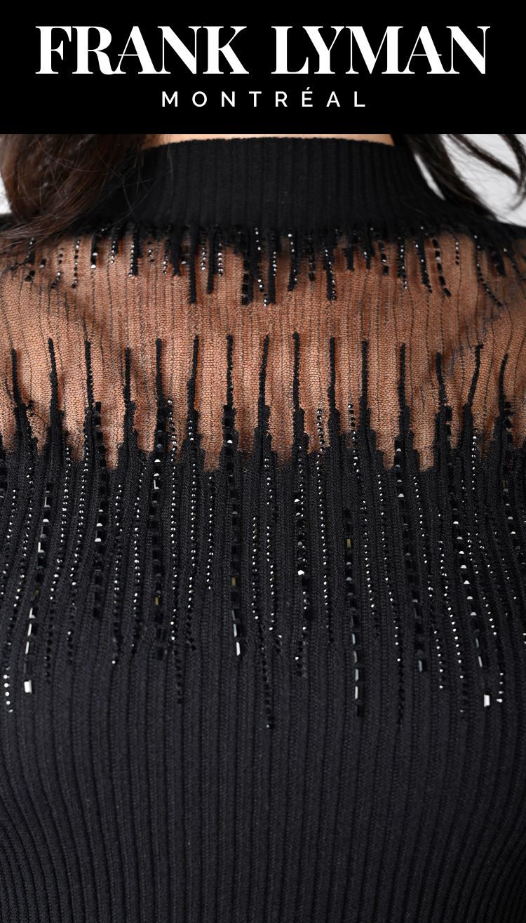 Haut ajusté noir dégradé avec brillants /Frank Lyman