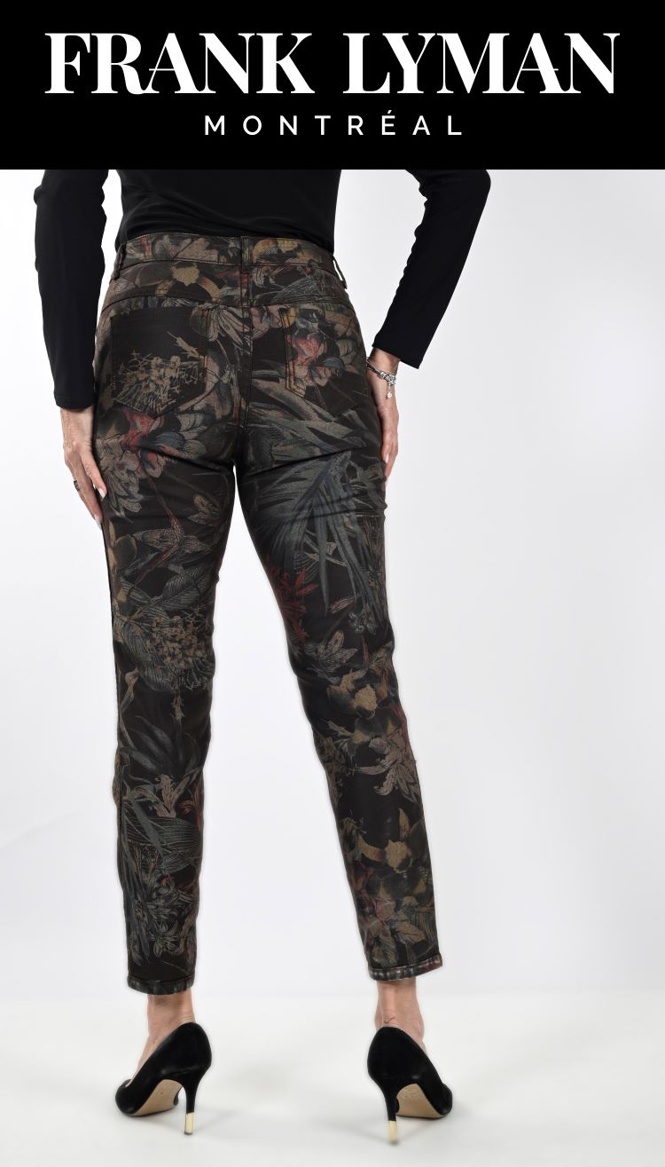 Pantalon feuillage coloré réversible brun /Frank Lyman