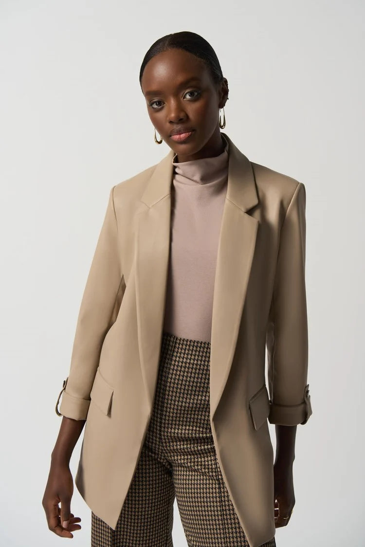 Veston long en cuirette beige/Joseph Ribkoff