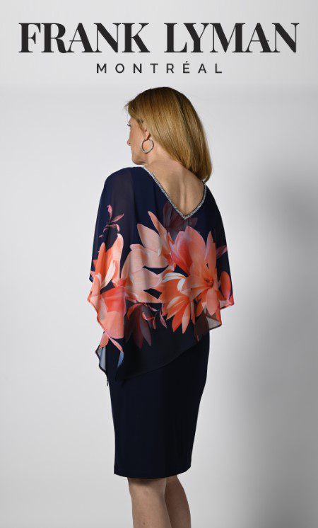 Robe marine avec mèche fleurie /Frank Lyman