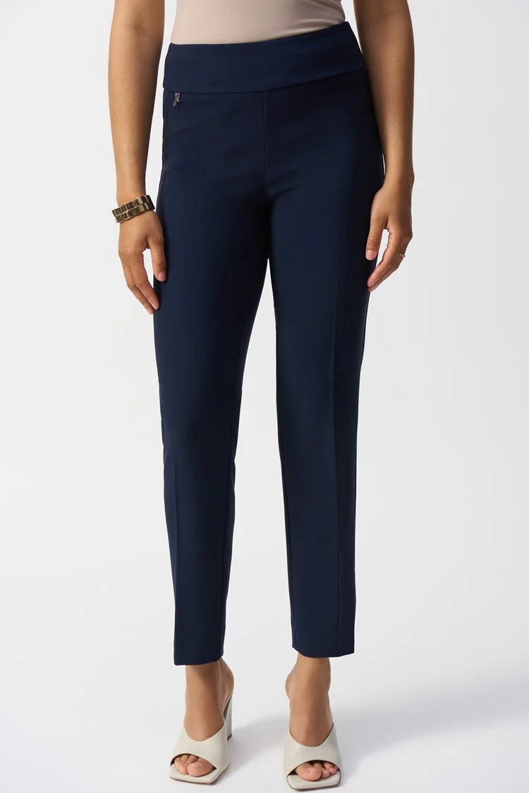 Pantalon marine à enfiler à coupe ajustée en sergé/Joseph Ribkoff