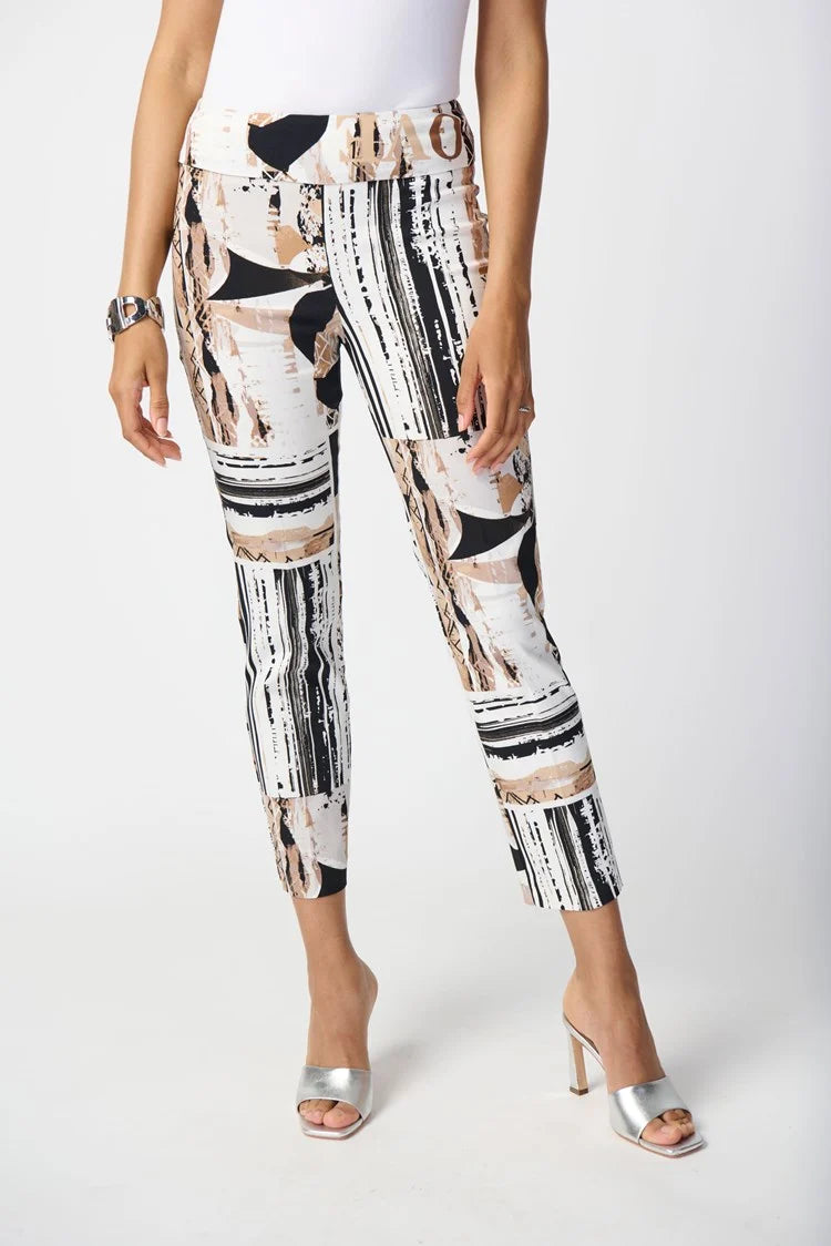 Pantalon court imprimé patchwork/Joseph Ribkoff
