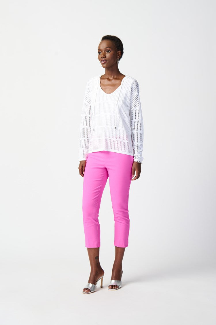 Gilet vanille ajouré avec capuche /Joseph Ribkoff