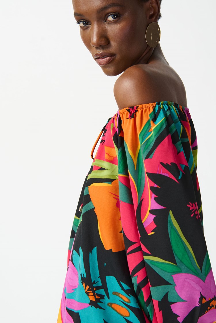 Haut évasé en gaze à imprimé tropical/Joseph Ribkoff