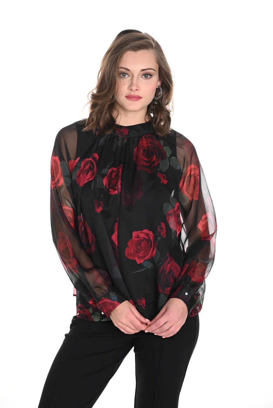Blouse en mèche fleuri rouge/Jr