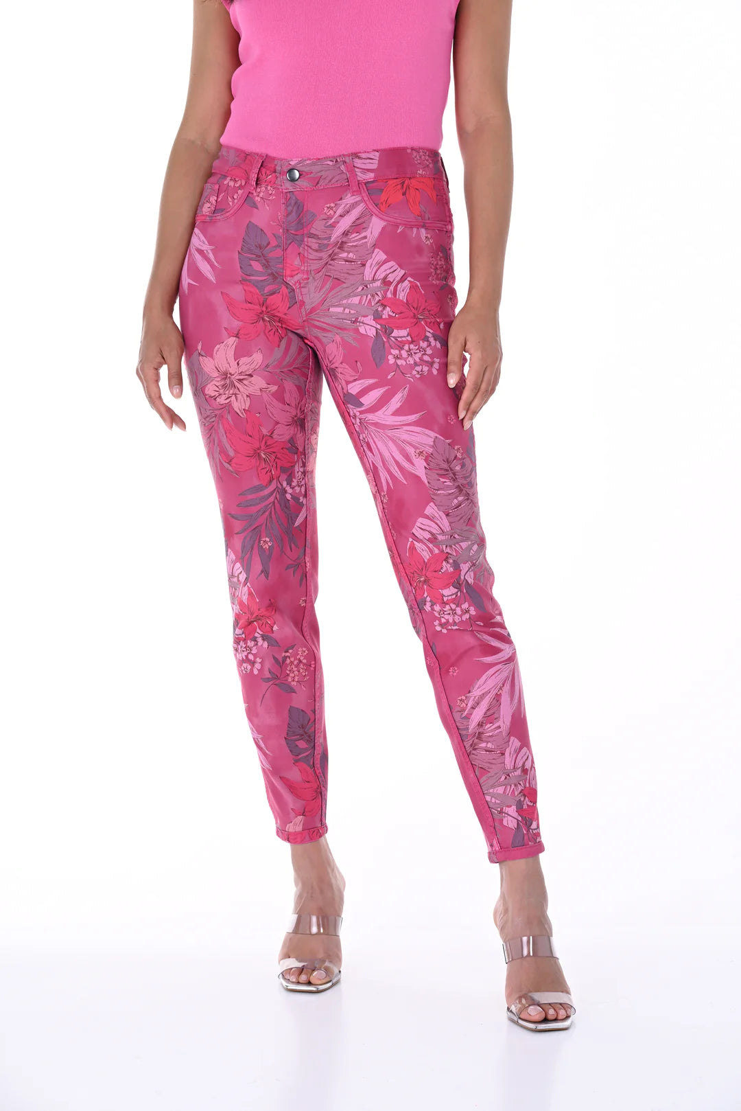 Pantalon réversible fuchsia fleuri/Frank Lyman