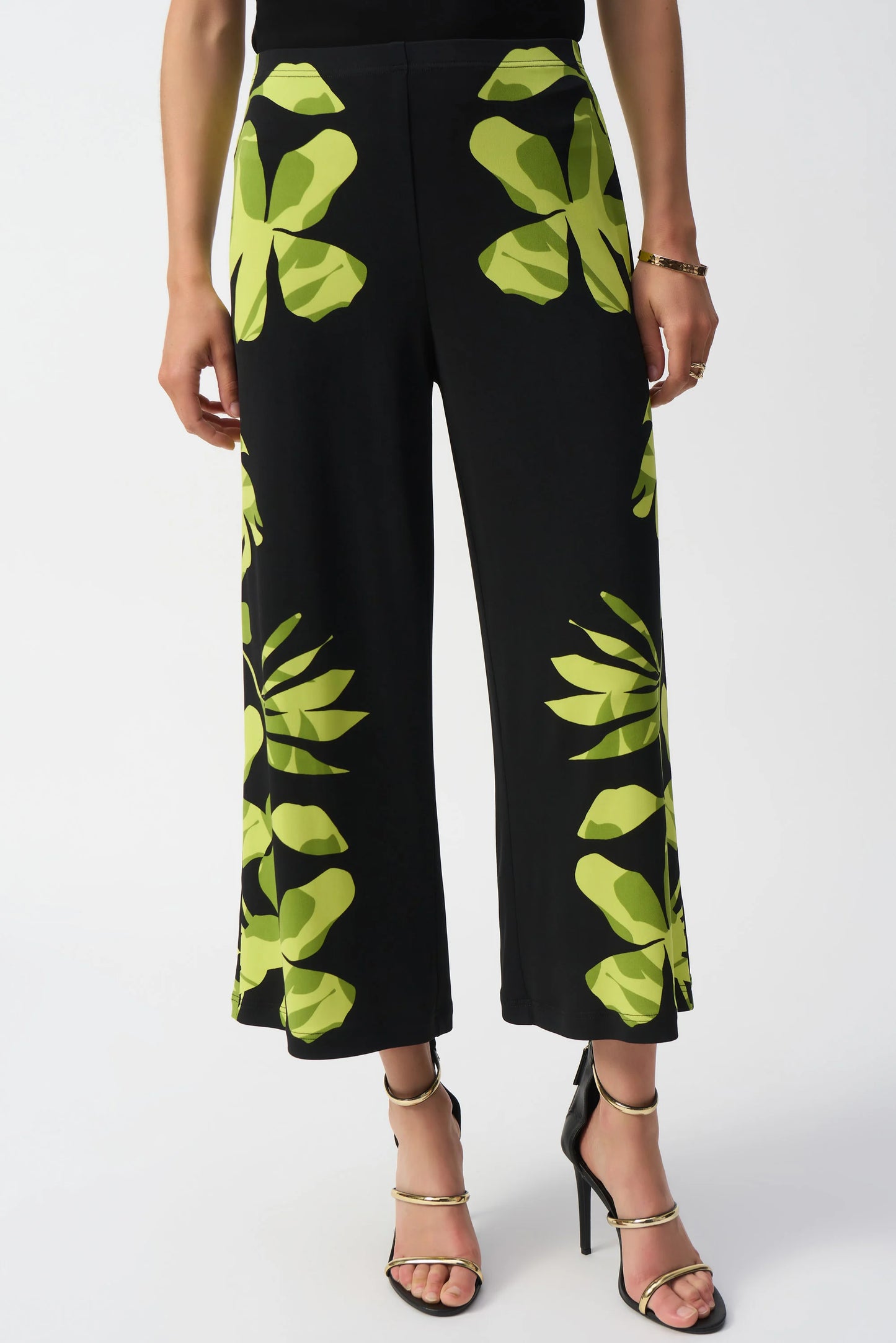 Pantacourt noir vert floral/JR