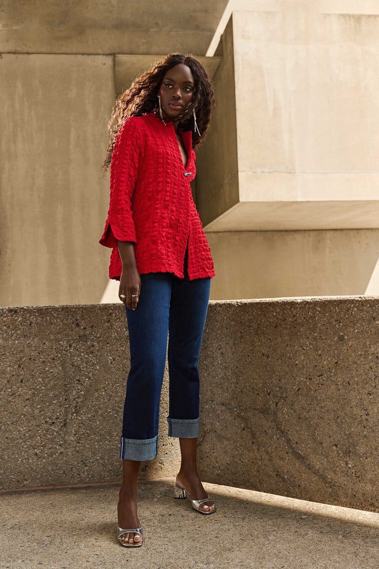 Jean court à coupe ajustée/JR