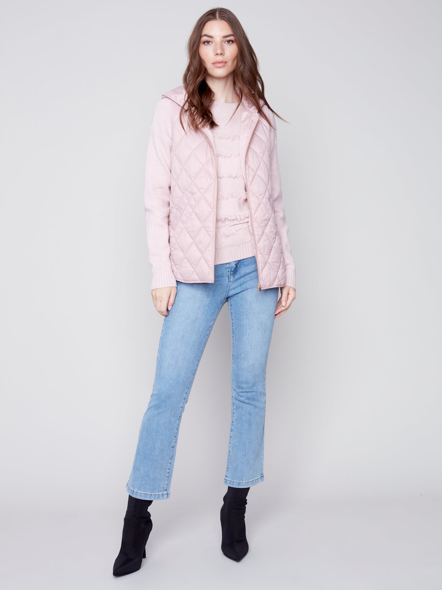 Veste doudoune sans manches rose poudre /Charlie B