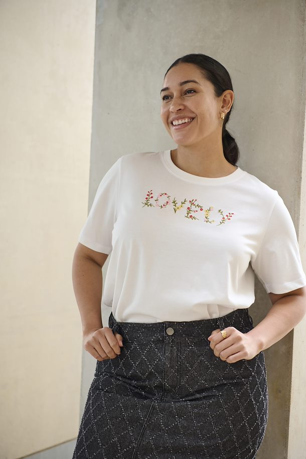 T-shirt blanc love floral /Kaffe curve