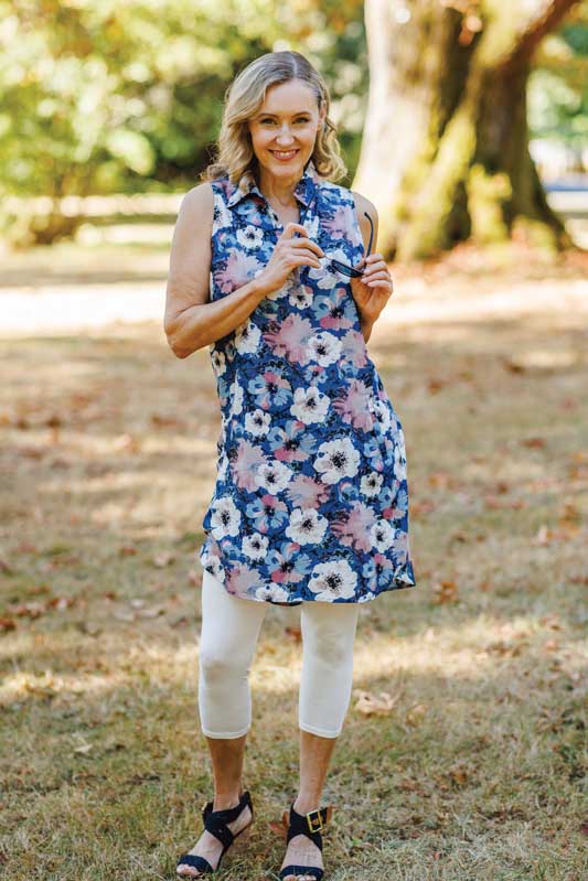 Robe fleurie bleu crème et rose/Papillon