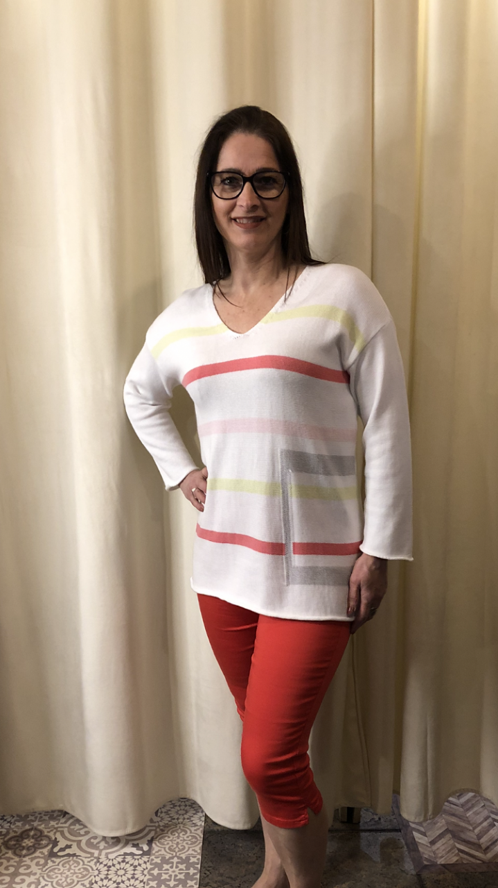 Gilet tricot blanc ligné /Simply zen