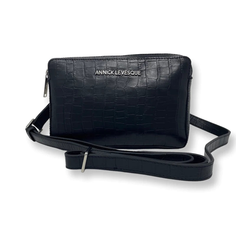 sac à main Annie noir croco/Annick Levesque