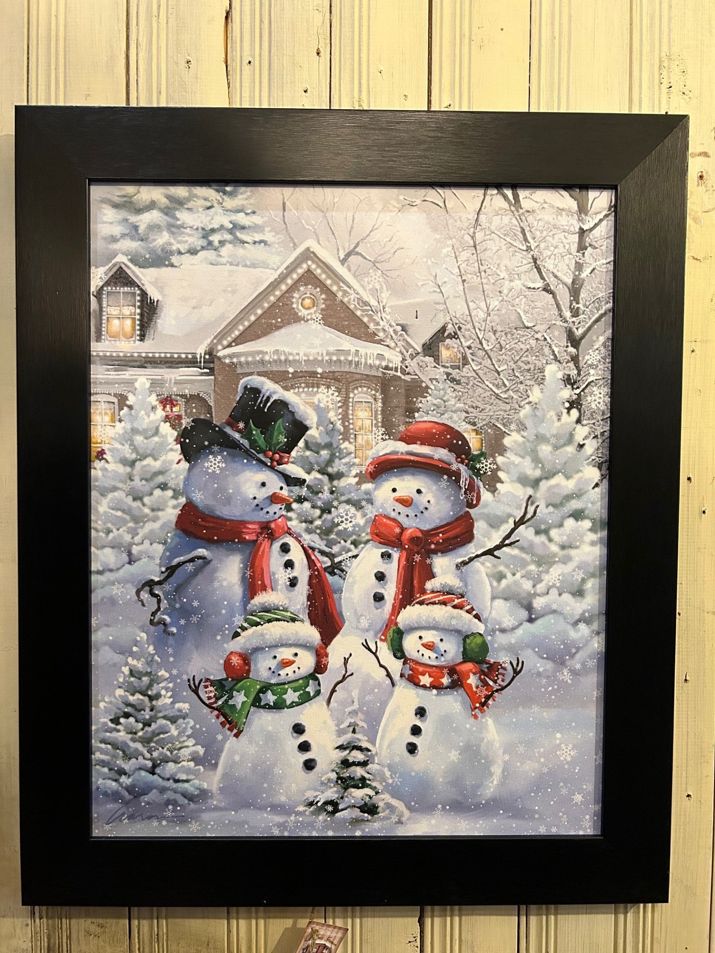 Tableau famille bonhomme de neige 16x20
