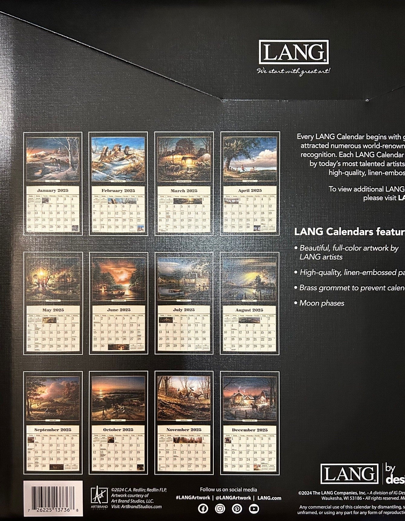 Calendrier Terry Redlin 2025 grand
