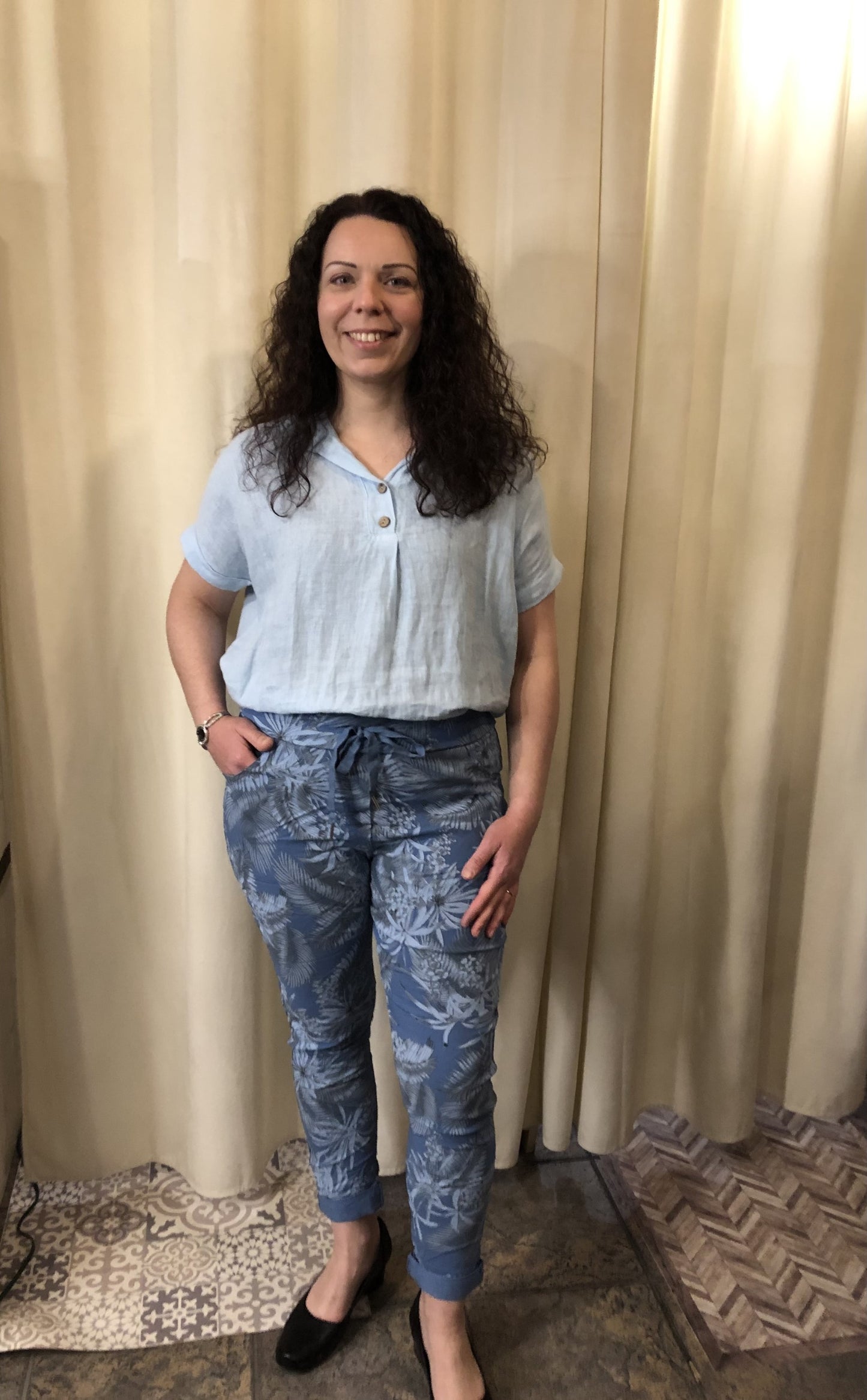 Blouse bleu sky 100% lin/Eternelle