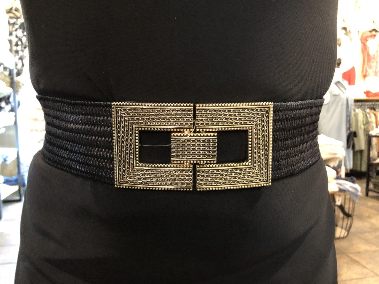 Ceinture noir élastique et or/Frank lyman