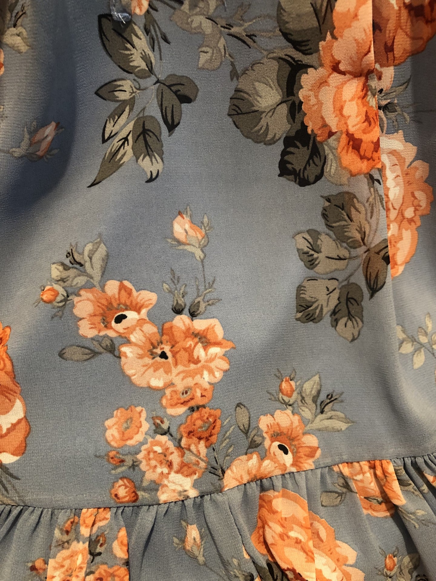 Robe bleu fleurie saumon/Papillon