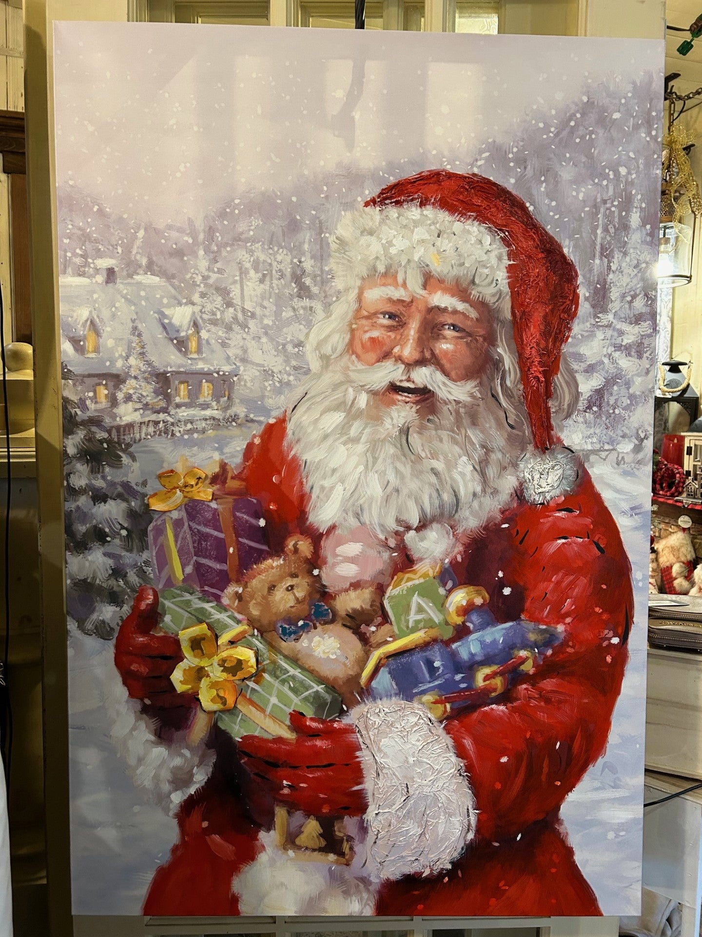 Tableau canevas père noël souriant 30x45