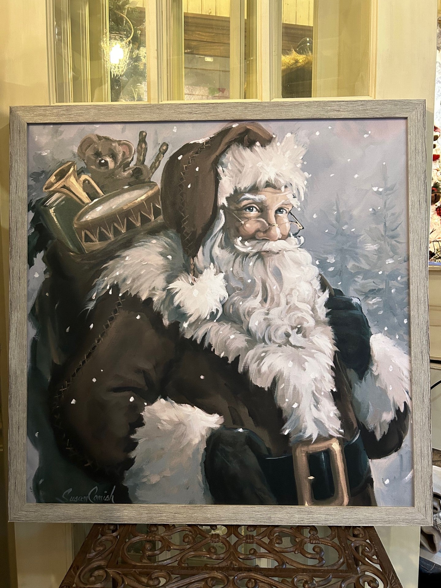 Tableau père noel dans la foret 27x27