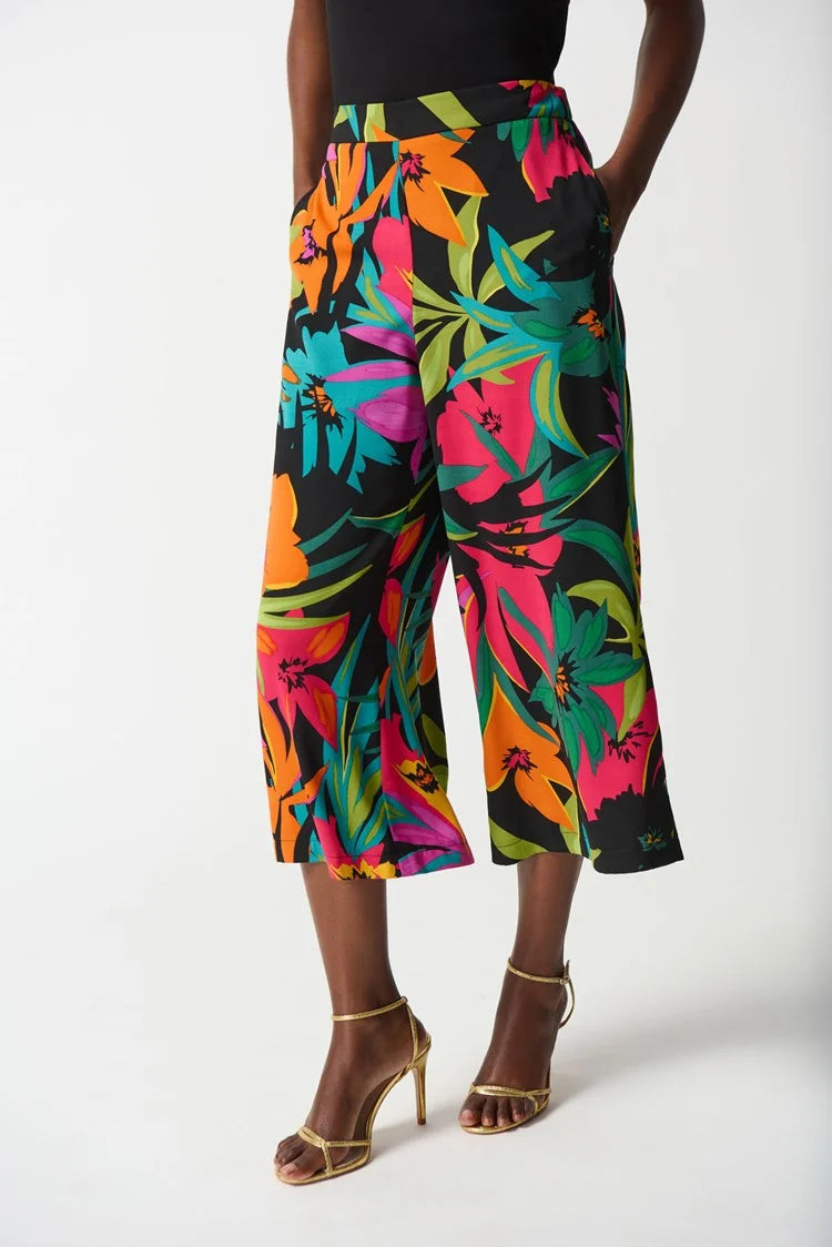 Pantalon jupe-culotte en gaze à imprimé tropical/Joseph Ribkoff