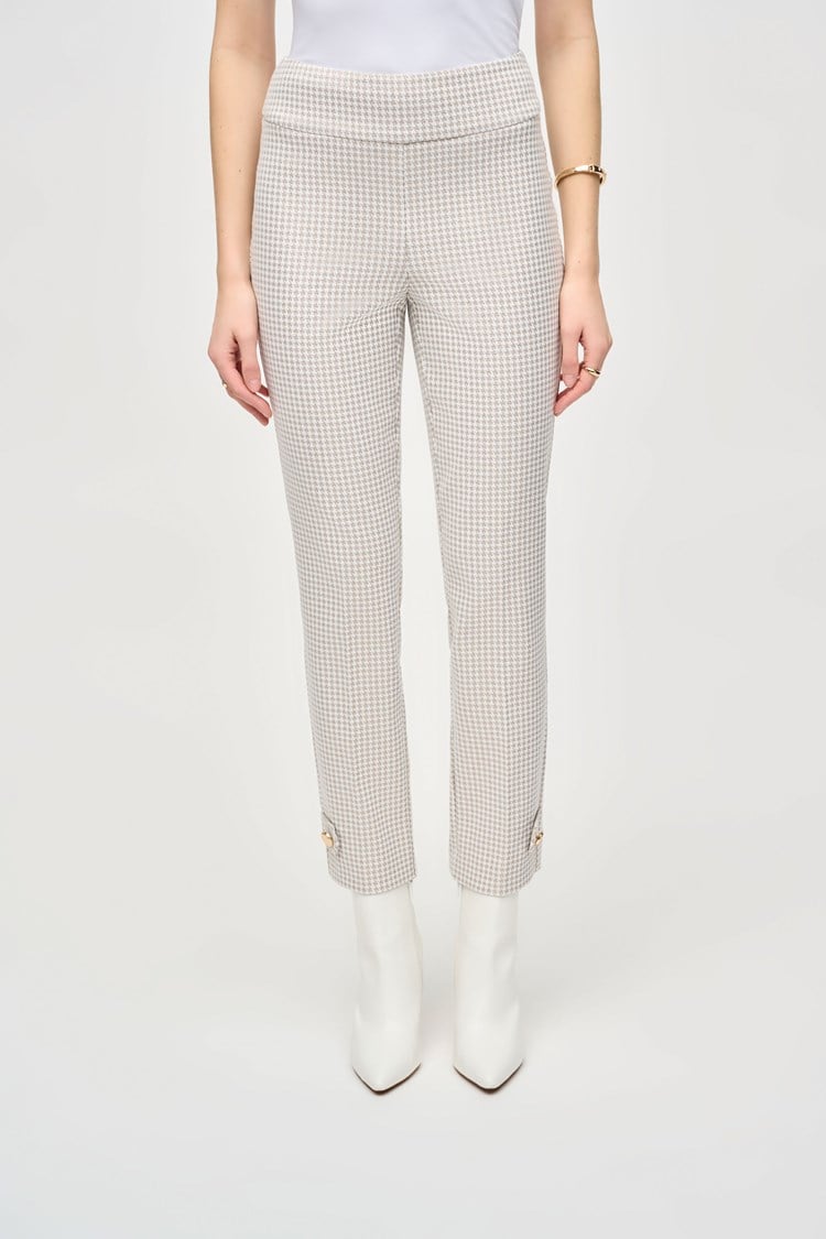 Pantalon coupe slim en jacquard pied-de-poule/Joseph Ribkoff