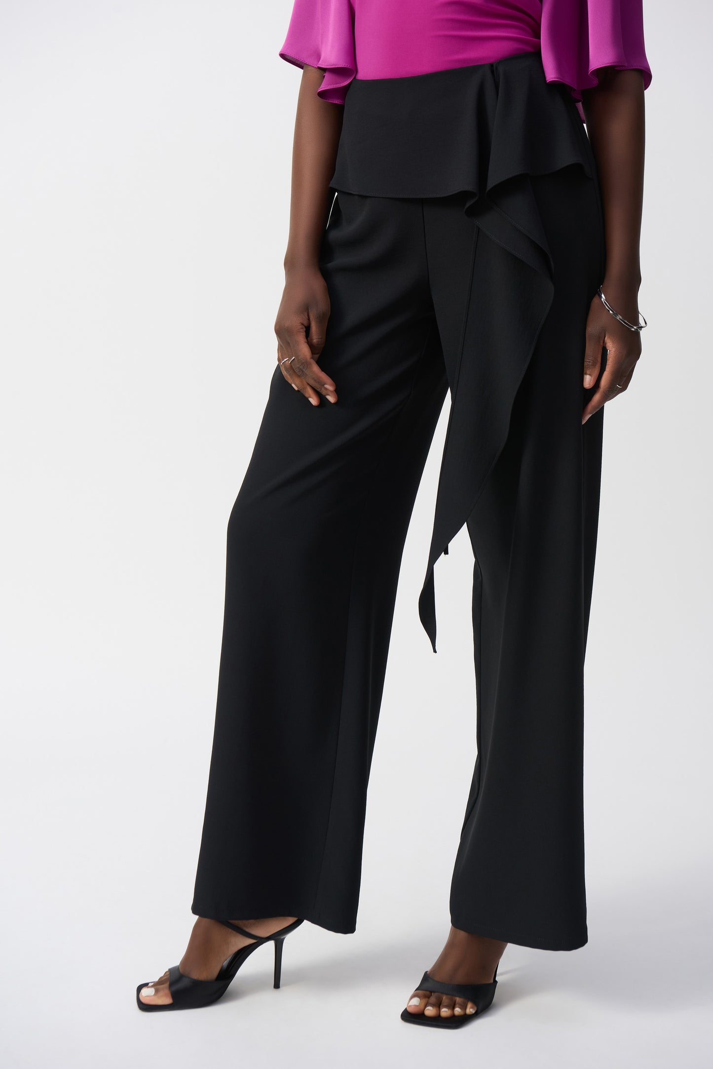 Pantalon tissé à jambes larges avec nœud sur le devant/JR