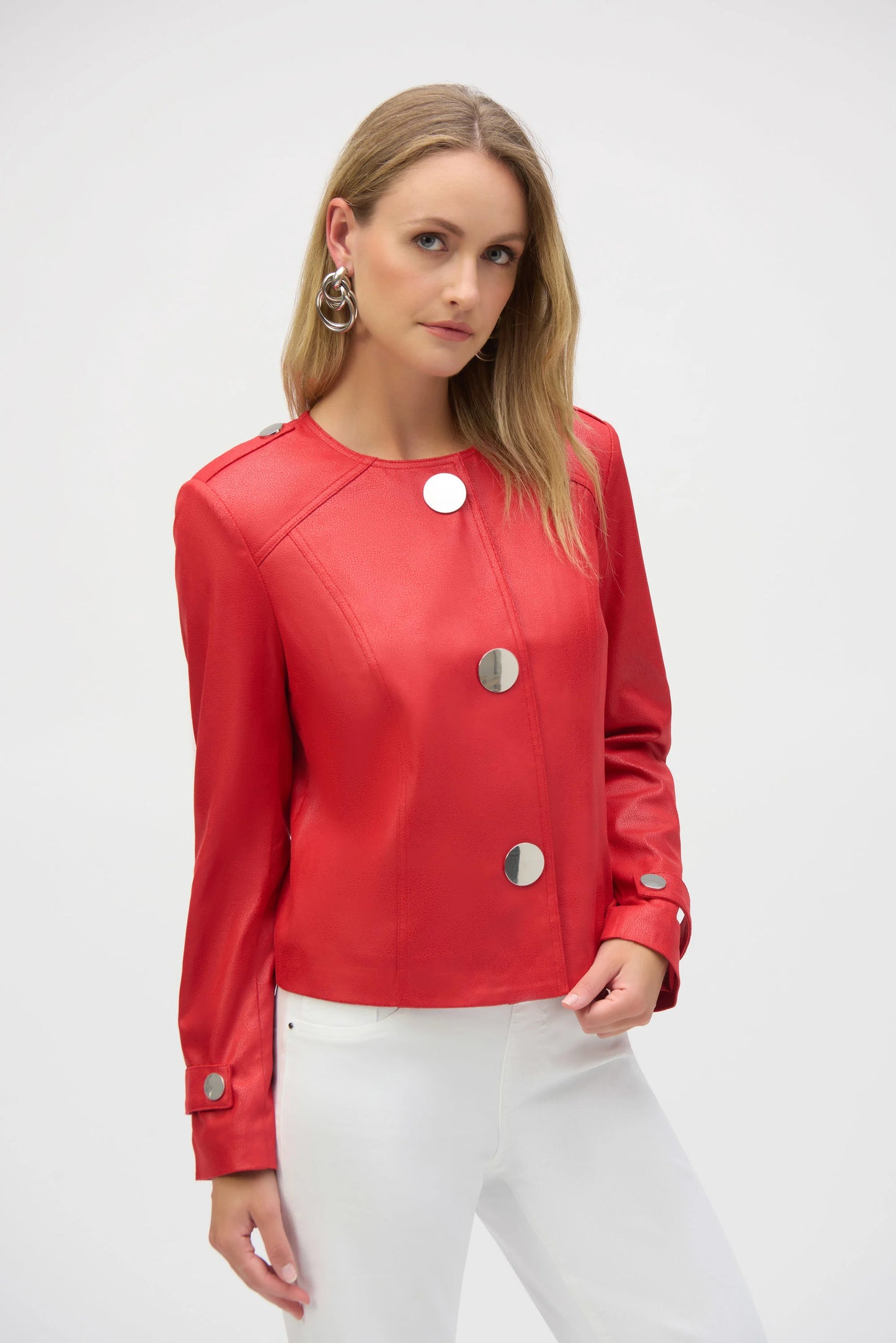 Blouson rouge boxy en faux suède métallisé/JR