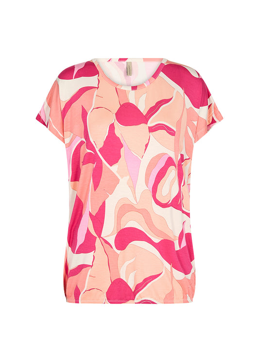 T-shirt coloré feuillage rosé/soya