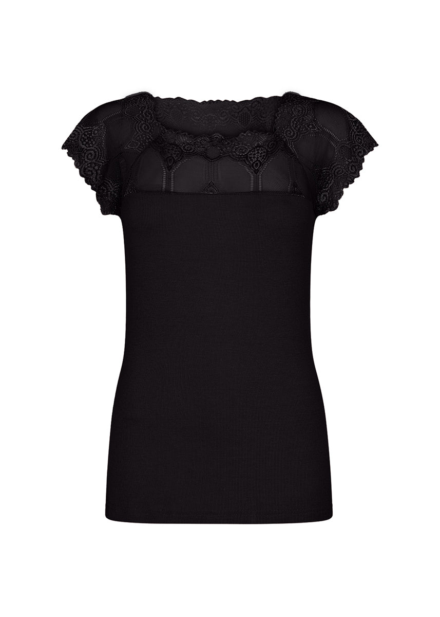 T-shirt noir haut en dentelle /Soya