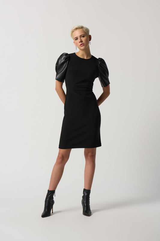 Robe noir manches en cuire /Joseph Ribkoff