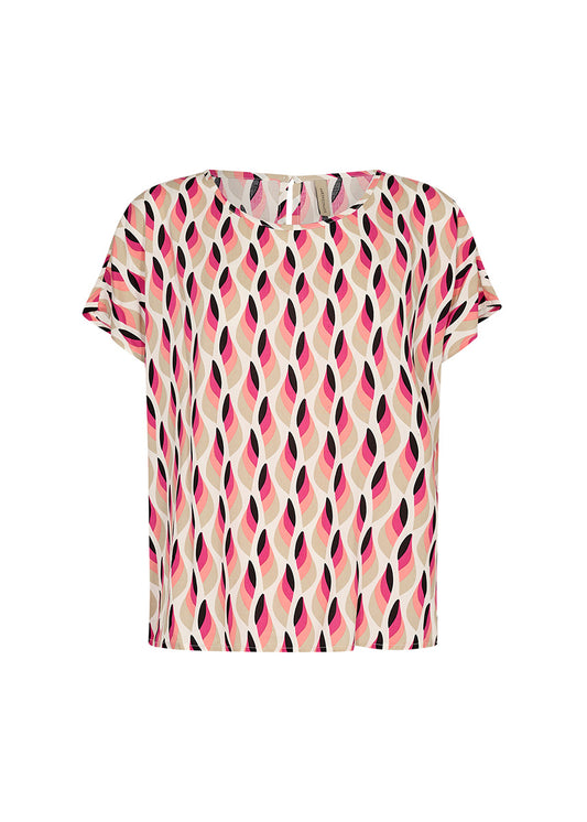 T-shirt crème mince motifs colorés/Soya