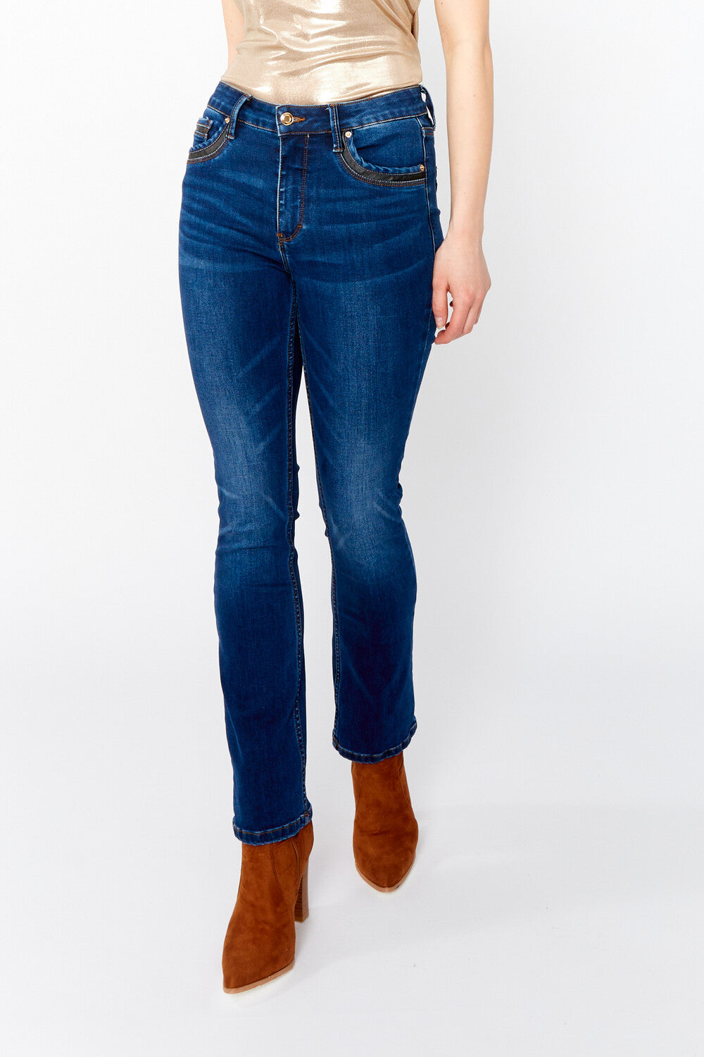 Pantalon jeans bleu ajusté droit /FL 243400U