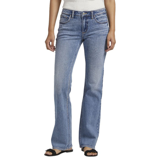 Jeans indigo délavé taille basse semi-évasé/Silver Jeans