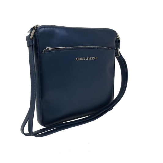 sac à main et bandoulière en cuir véritable marine annick levesque