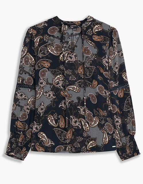 Blouse marine et caramel paisley /Lois