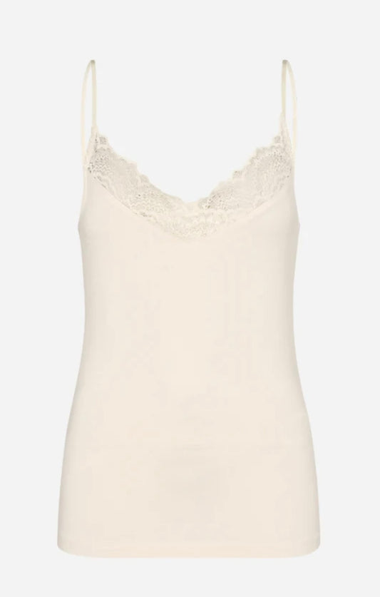 Camisole blanche mince douce avec dentelle/Soya