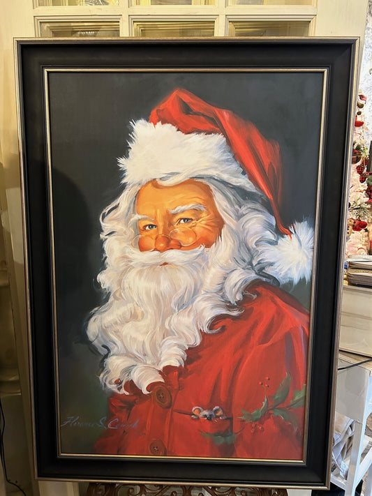 Tableau père Noël avec souris dans la poche 24x36