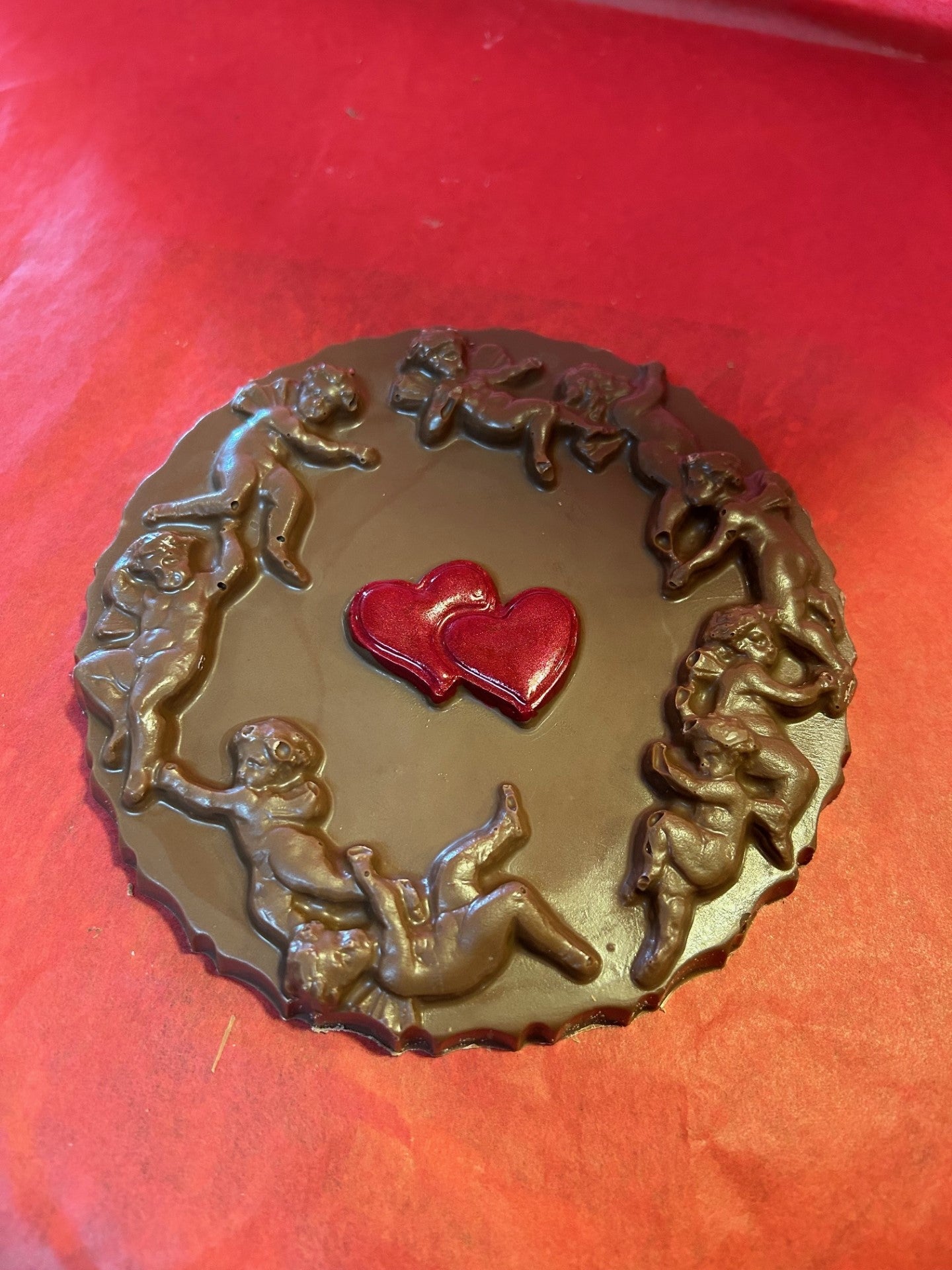 Chocolat rond cupidon 2 coeurs plat Belge 200g