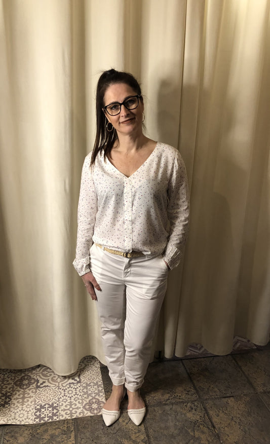 Pantalon chino blanc coton biologique/Esprit