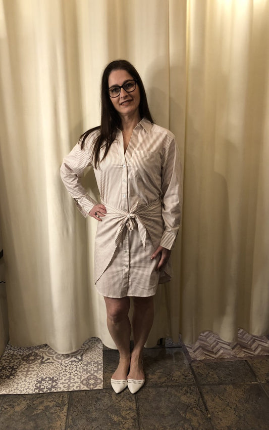 Robe crème rayé beige sable/Esqualo