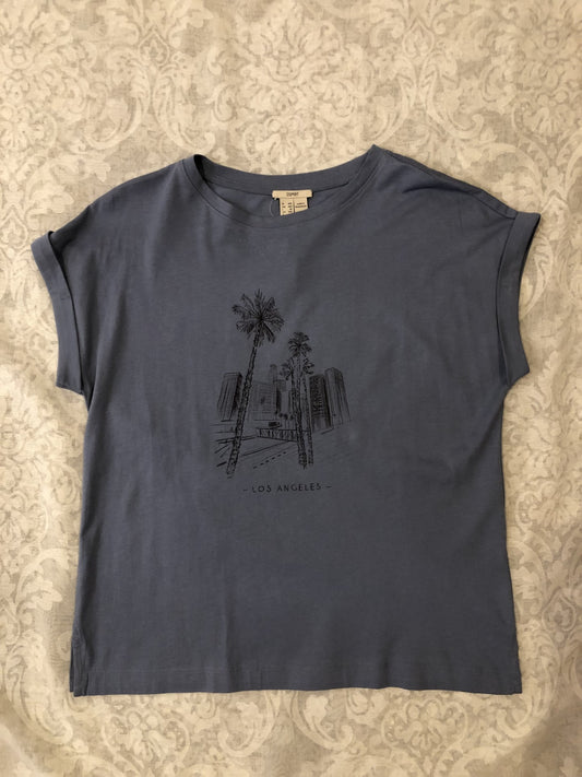 T-shirt bleu acier Los Angeles/Esprit