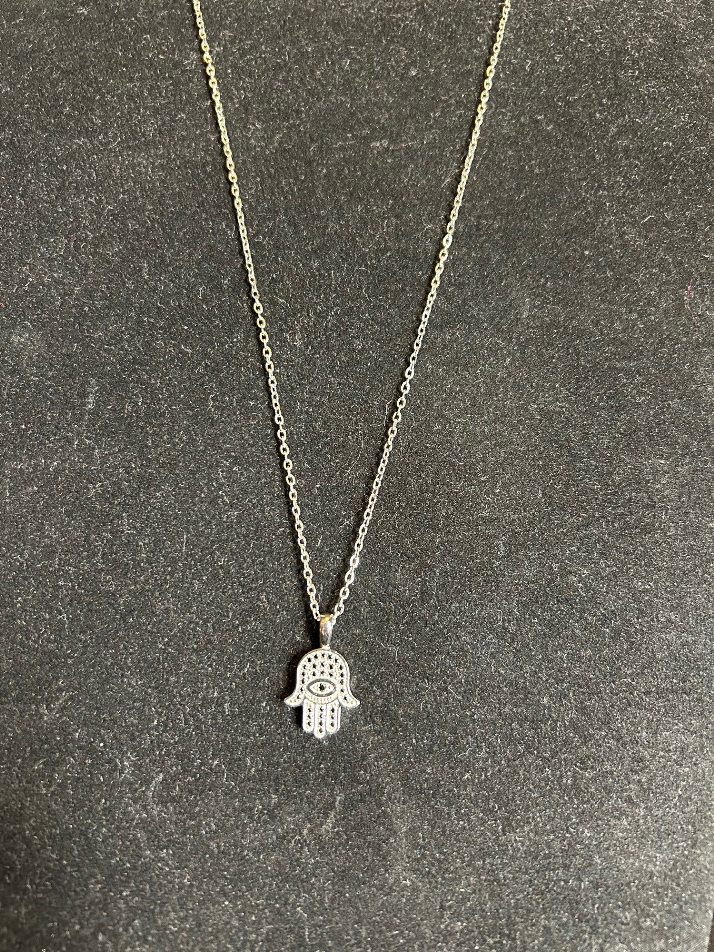 Collier chaine oeil de protection argent  18po /Arz steel