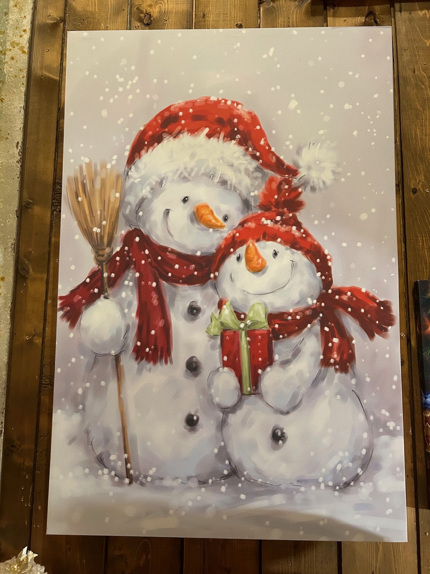 Tableau canevas bonhomme de neige amoureux 24x36