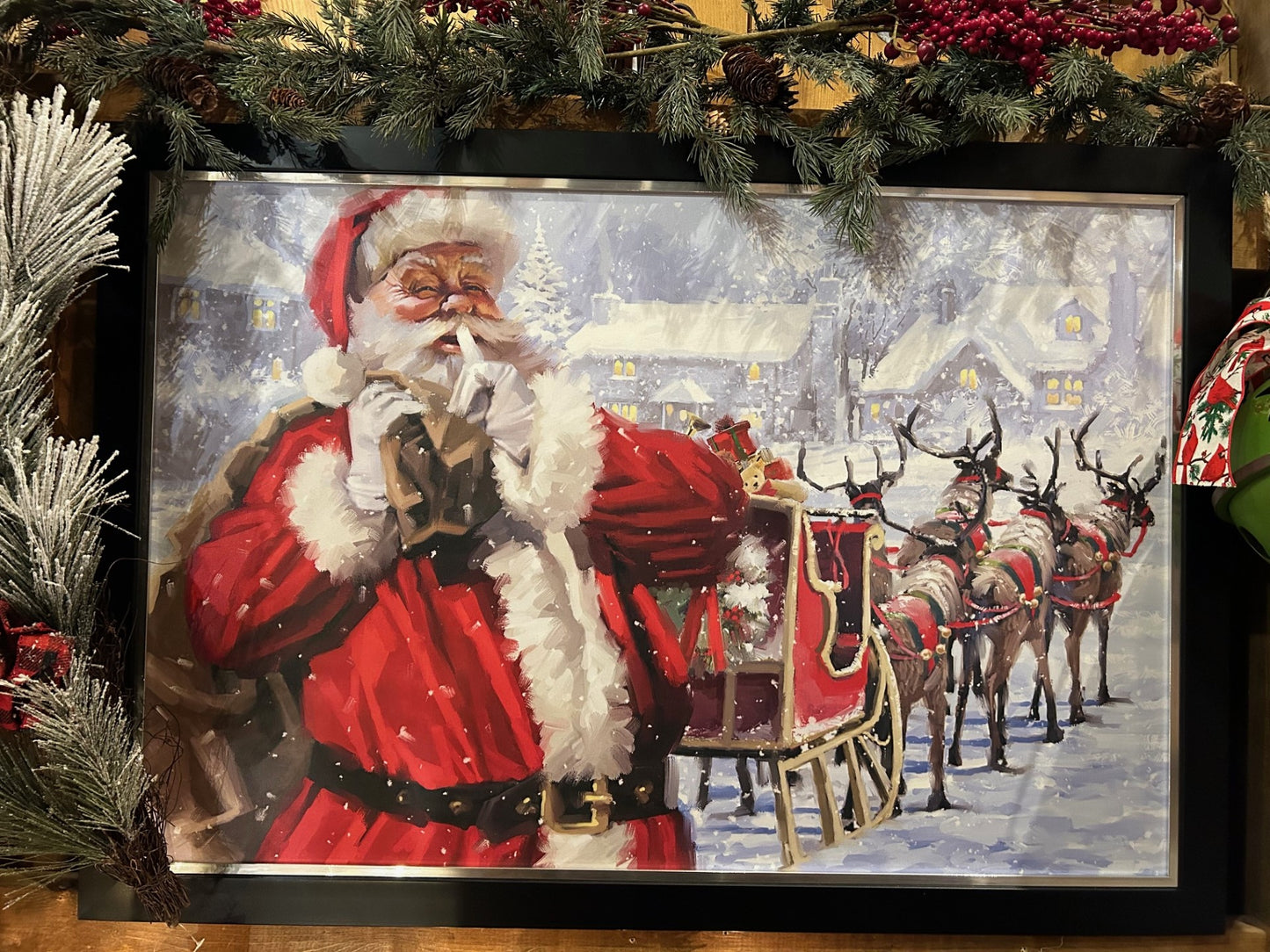 Tableau cadre père noël en traineau 24x36