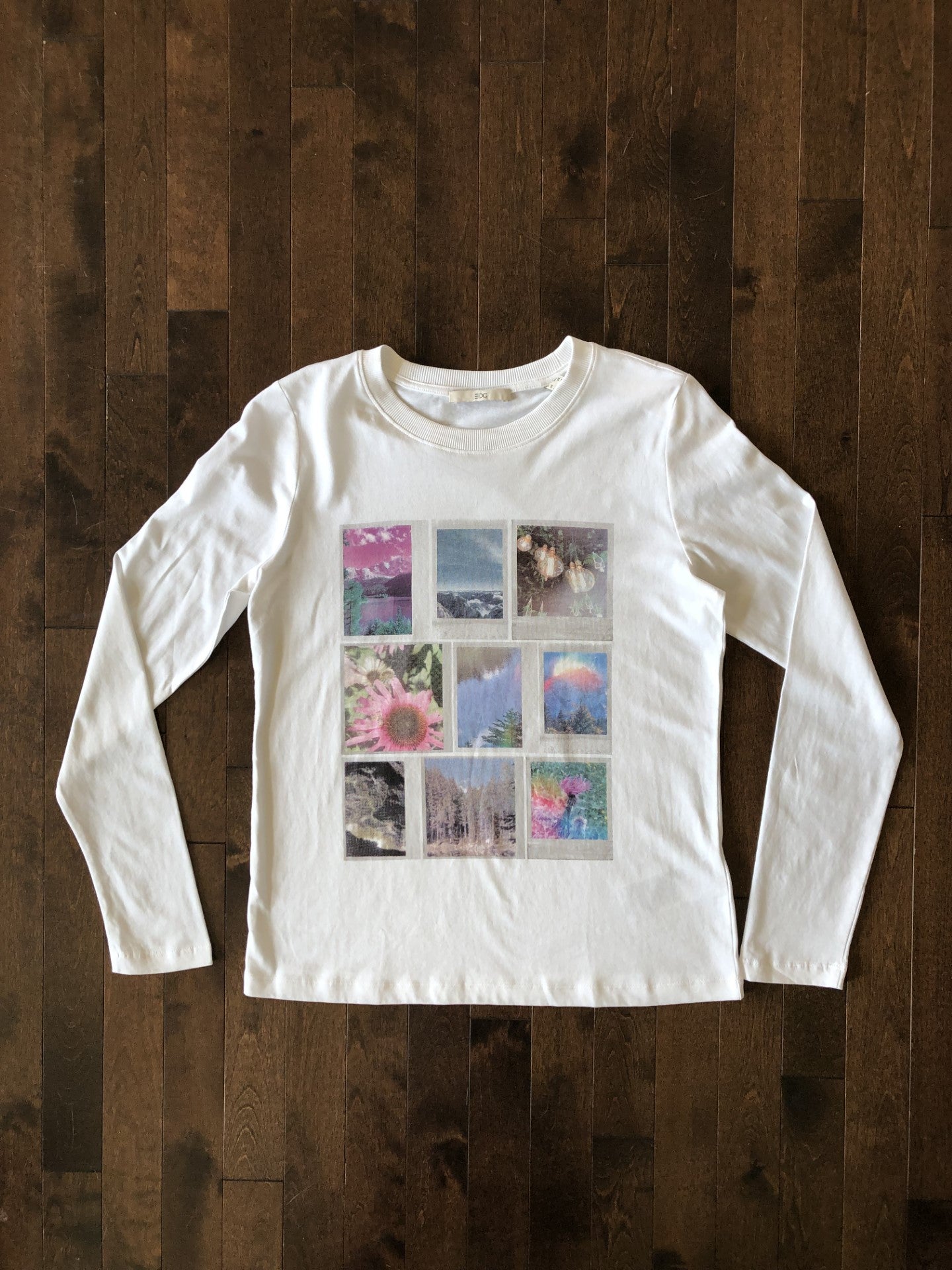 T-shirt blanc manche longue polaroid/EDC